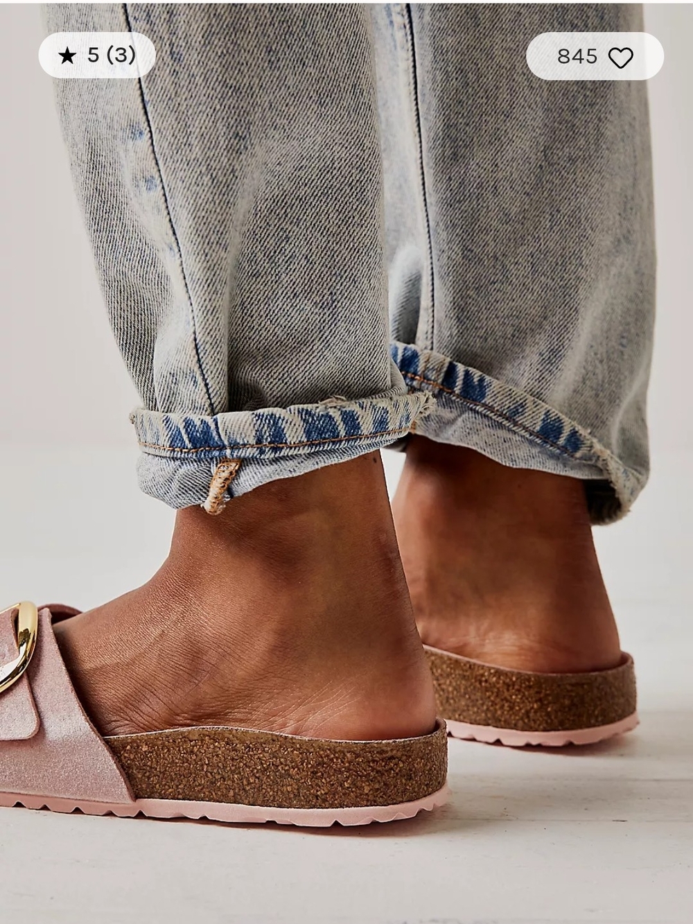 Birkenstock Pink Slide Sandals with Gold Buckles - Picture 3 of 16